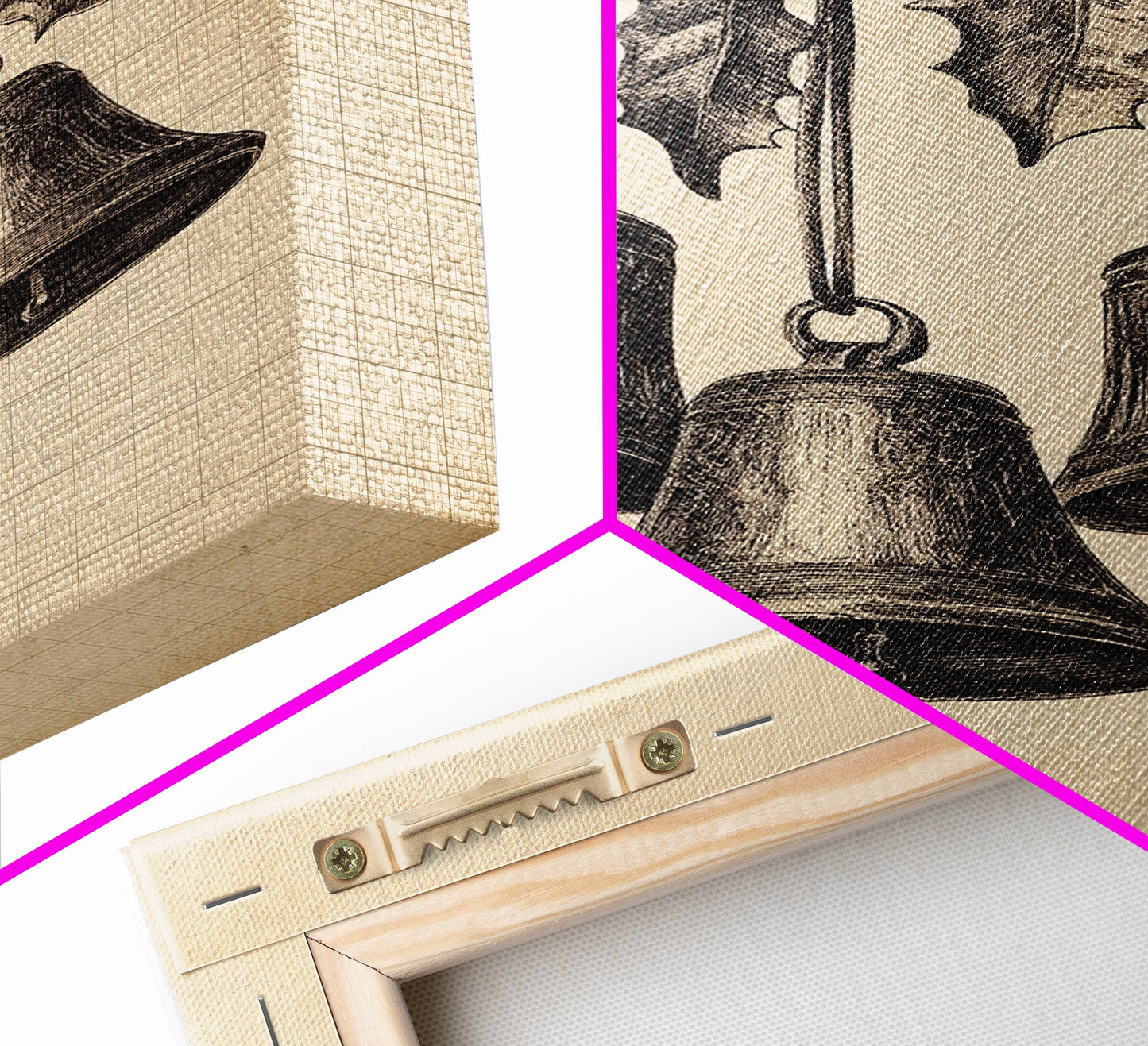 Christmas Bells Canvas Print - Framed Canvas - Minimalist Christmas Art - Boho Christmas Art - Rustic Christmas Art