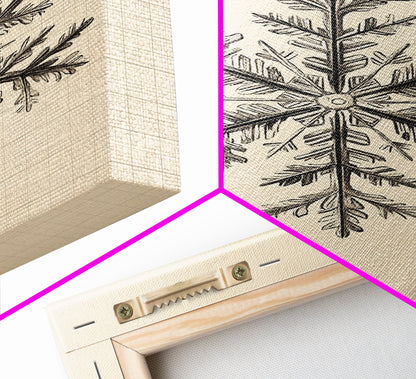 Drawing of a Snowflake Canvas Print - Framed Canvas - Minimalist Christmas Art - Boho Christmas Art - Rustic Christmas Art
