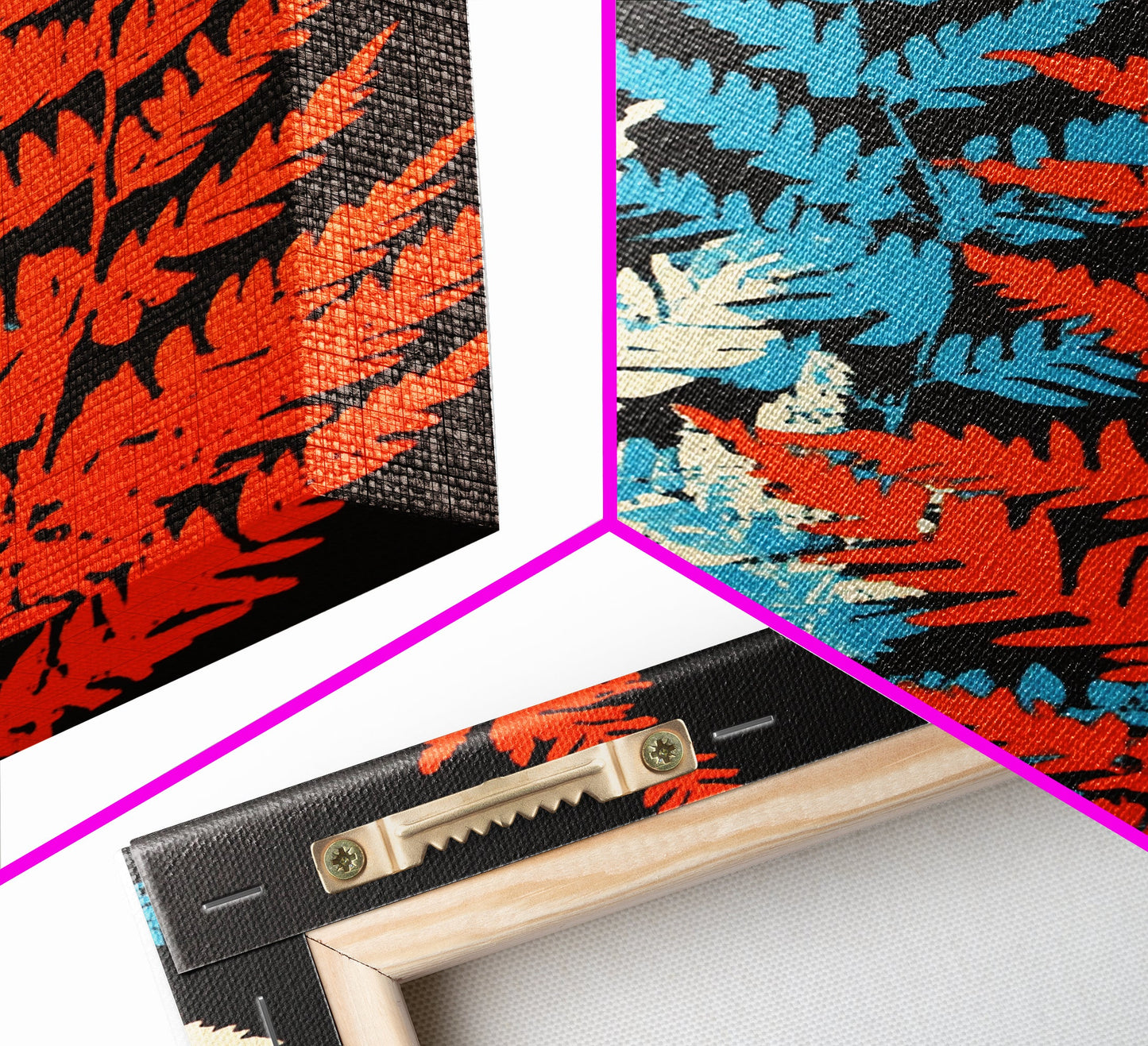 Fern Leaves Abstract Art Print, Retro MCM Style Home Decor, Mid Cenury Modern Abstract Wall Art, Fern Leaves Painting