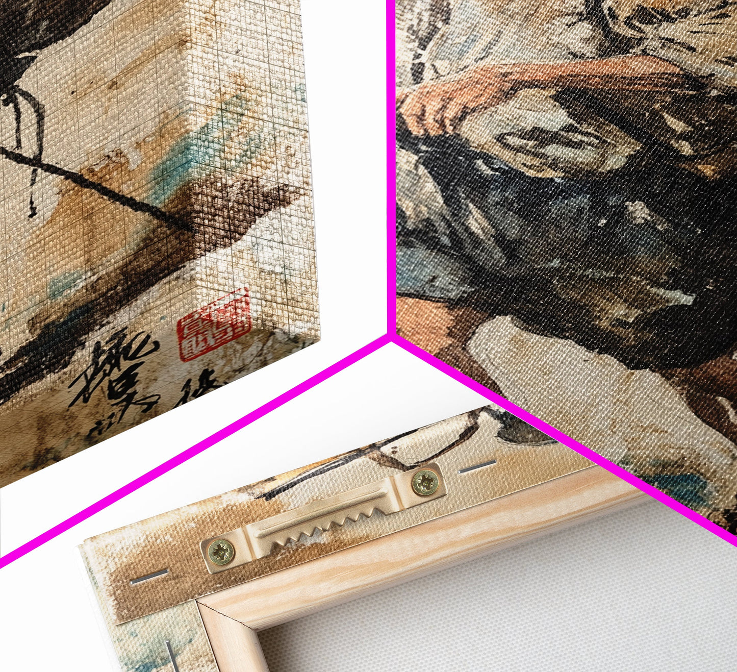 Japanese Fisherman Painting Print, Wabi Sabi Wall Art, Japanese Style Home Decor, Japanese Wood Block Print Style Art