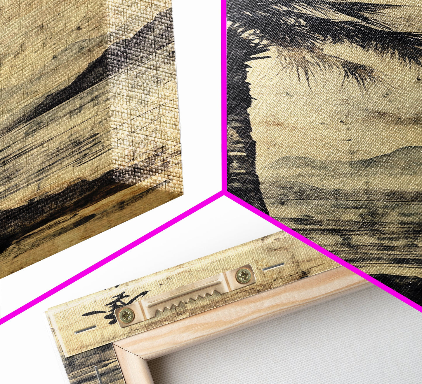 Wabi Sabi Palm Tree Coastal Art Nautical Decor, Framed Canvas Print, Japanese Style Artwork, Palm Tree Painting, Coastal Painting for Living Room