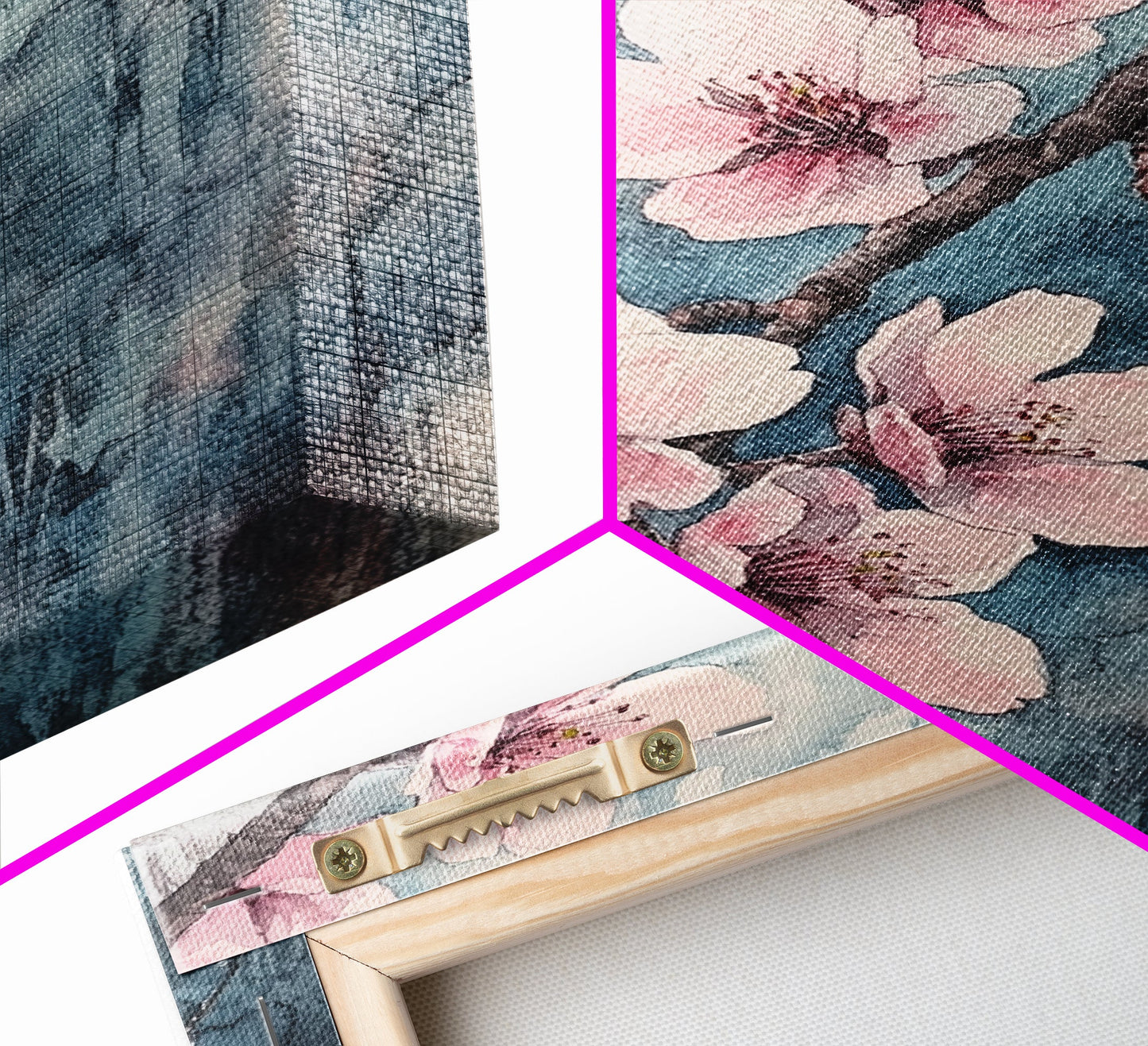 Home Decor Cherry Blossoms Wall Art, Cherry Blossom Art, Large Gallery Wrapped Canvas, Ready To Hang Aesthetic Decor, Cherry Blossom Art