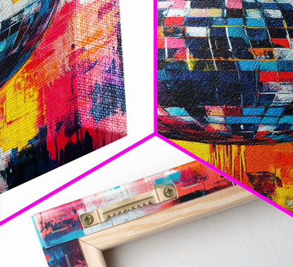 Graffiti Abstract Disco Ball Painting Print, Disco Ball Canvas Print, Rainbow Disco Ball, Pop Art Disco Ball Wall Art For Living Room