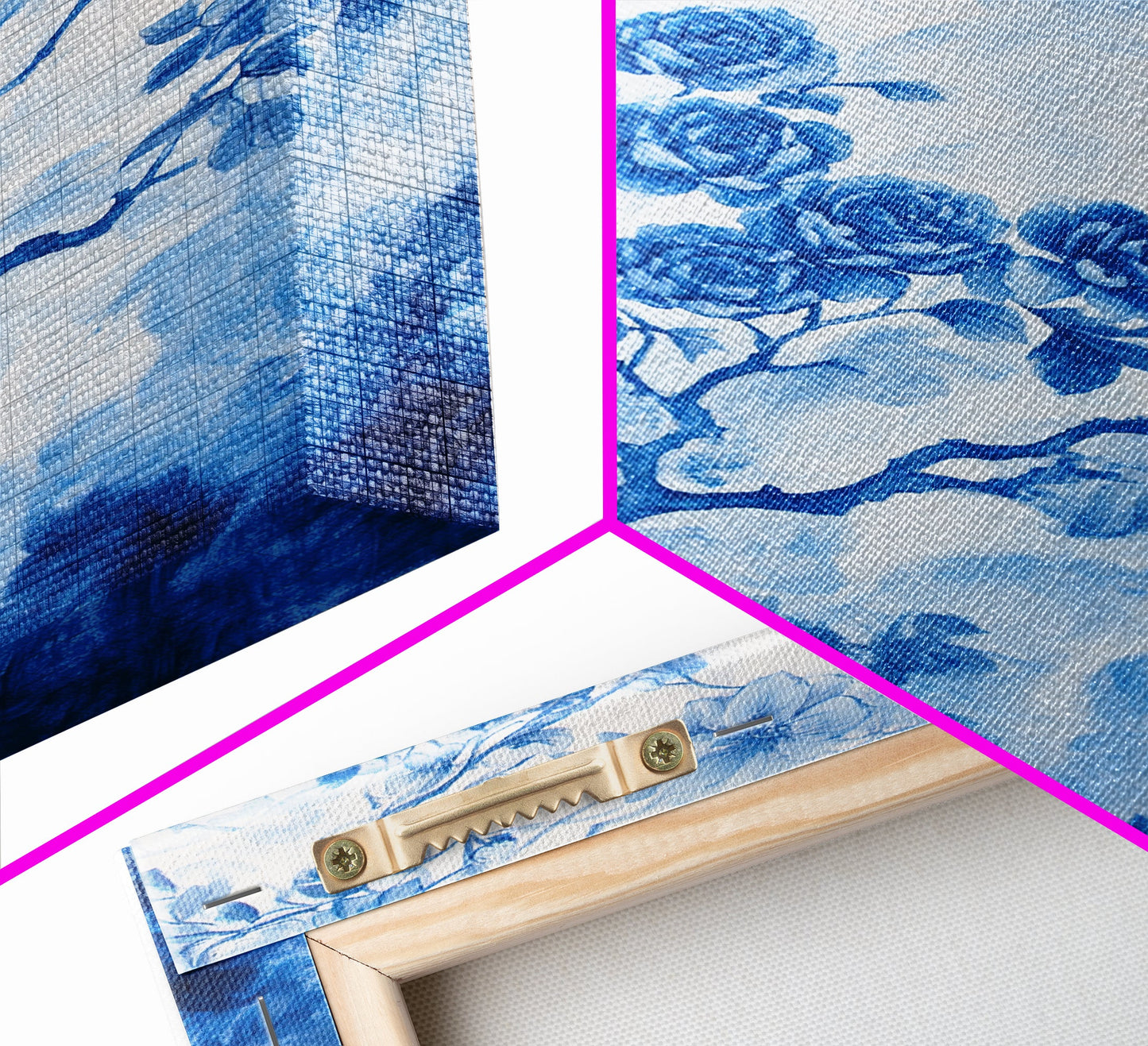 Blue Roses Chinoiserie Style Painting Print, Living Room Decor, Chinoiserie Wall Art, Chinoiserie Decor, Living Room Wall Art