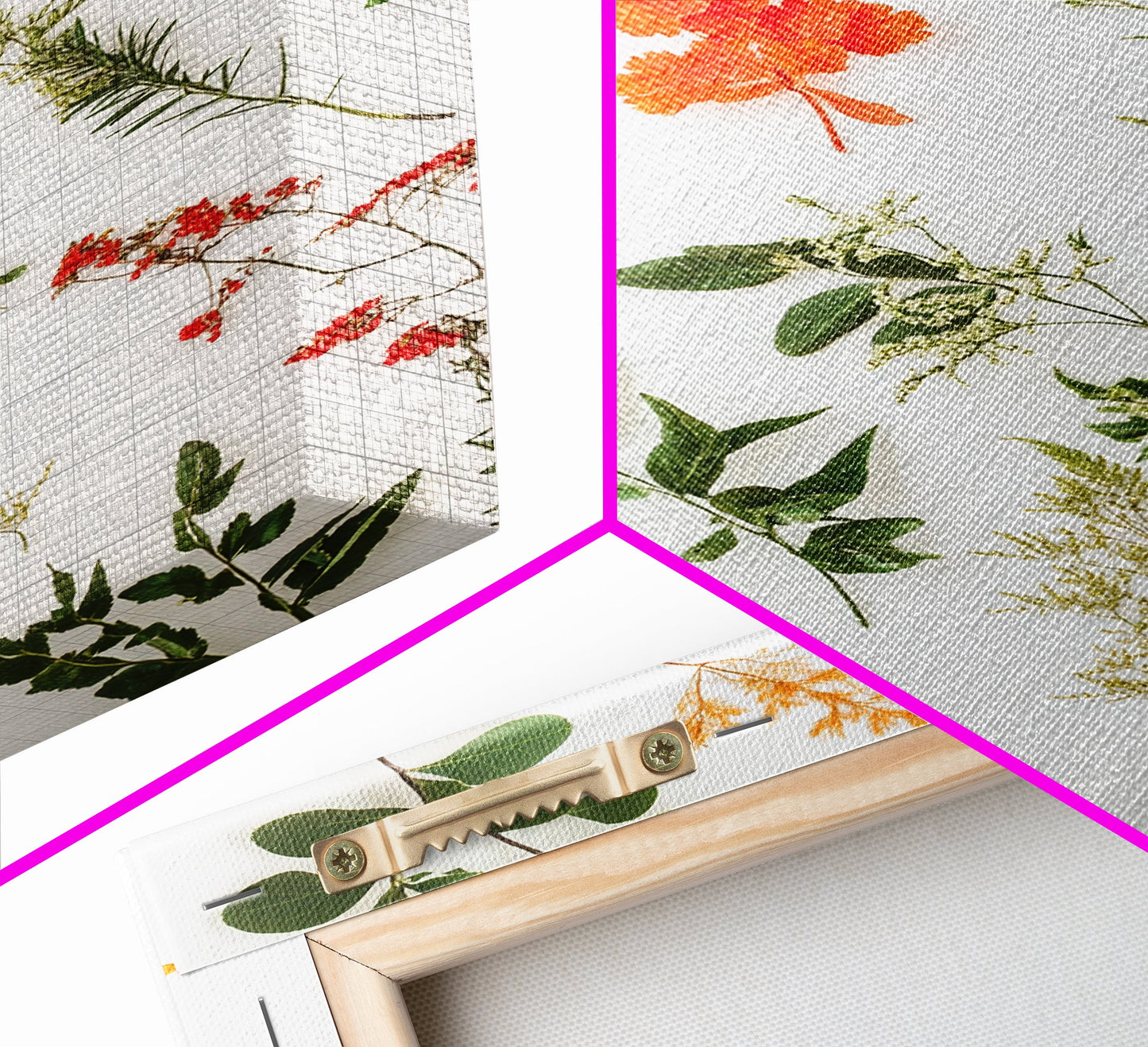 Boho Floral Botanical Wall Art Canvas Print, Minimalist Modern Farmhouse Home Decor, Living Room Wall Art, Bedroom Decor, Flower Print