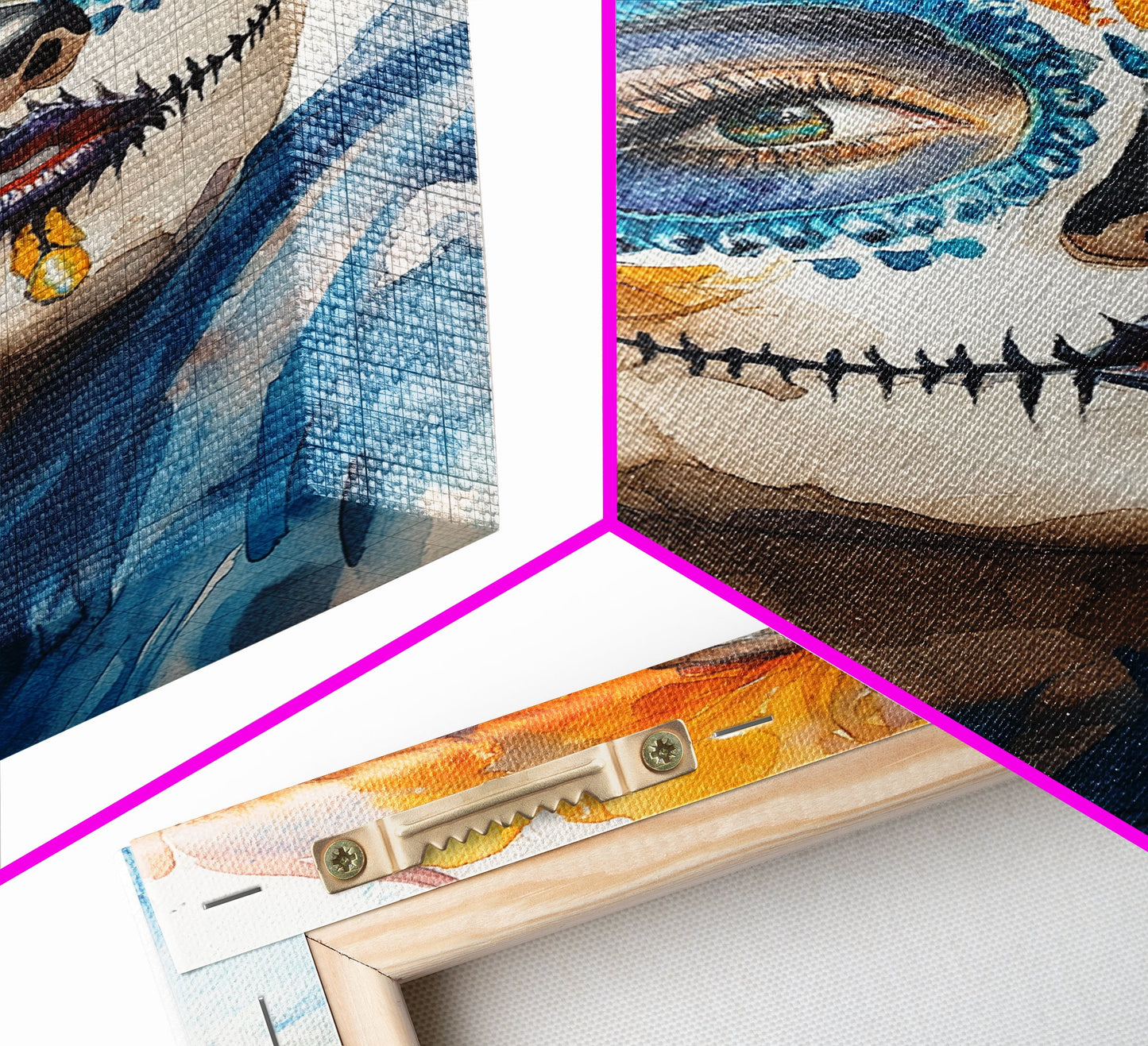 Chicano Art Framed Canvas Print, Day of the Dead / Dia De Los Muertos Wall Art, Mexicano Decor, Mexicano Wall Art, Senora Portrait