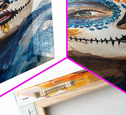 Chicano Art Framed Canvas Print, Day of the Dead / Dia De Los Muertos Wall Art, Mexicano Decor, Mexicano Wall Art, Senora Portrait