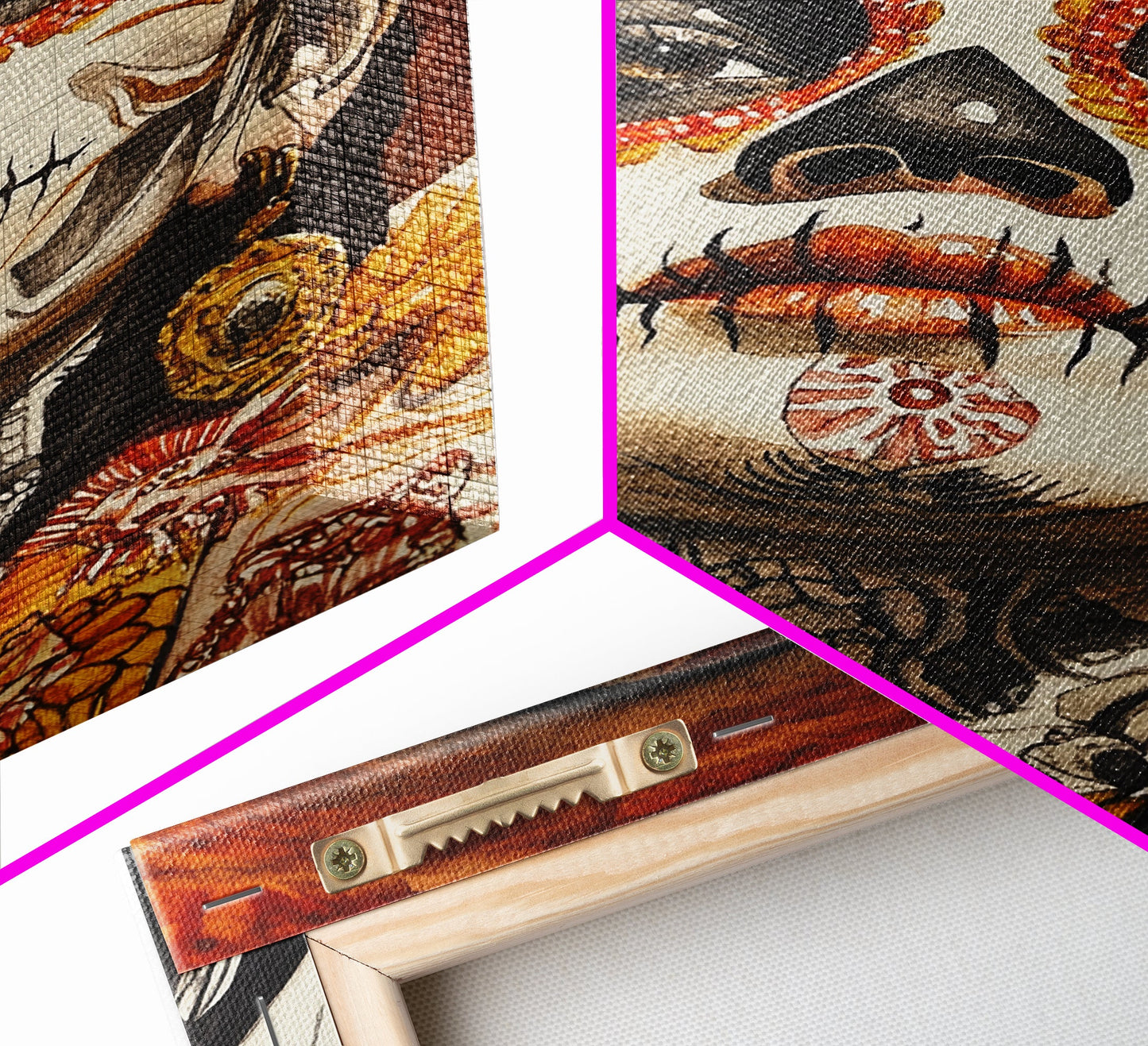 Tag der Toten – gerahmter Leinwanddruck, Chicano-/Mexikanische Wandkunst, Wohndekoration, Chicano-Gemälde