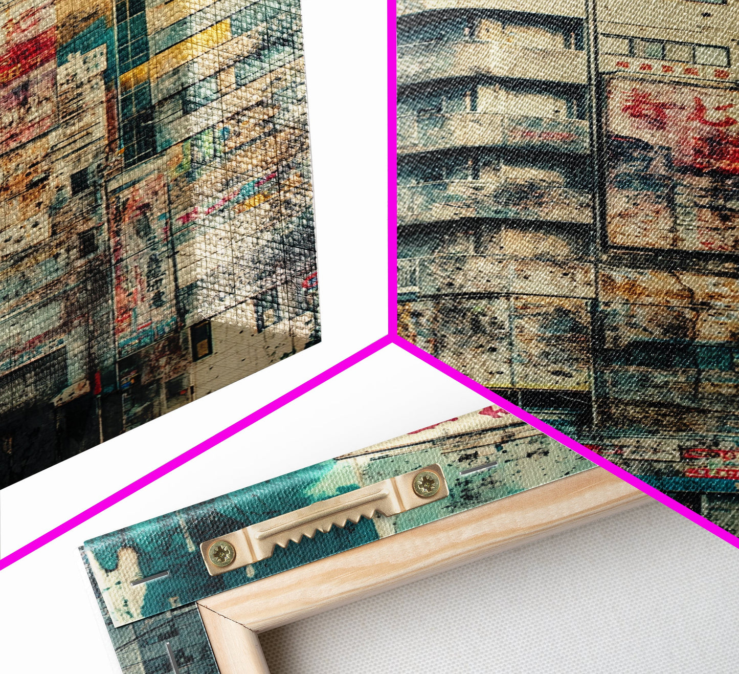 Cyberpunk Style Retro-Futurism Wall Art, Framed Canvas Print, Cyber Punk Home Decor, Cityscape Art