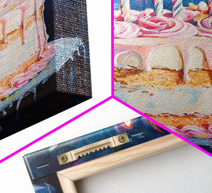 The Birthday Cake, Abstract Canvas Print Oil Painting Of a Birthday Cake, Kitchen Decor, Food Review Kitchen Art, Dining Room Art