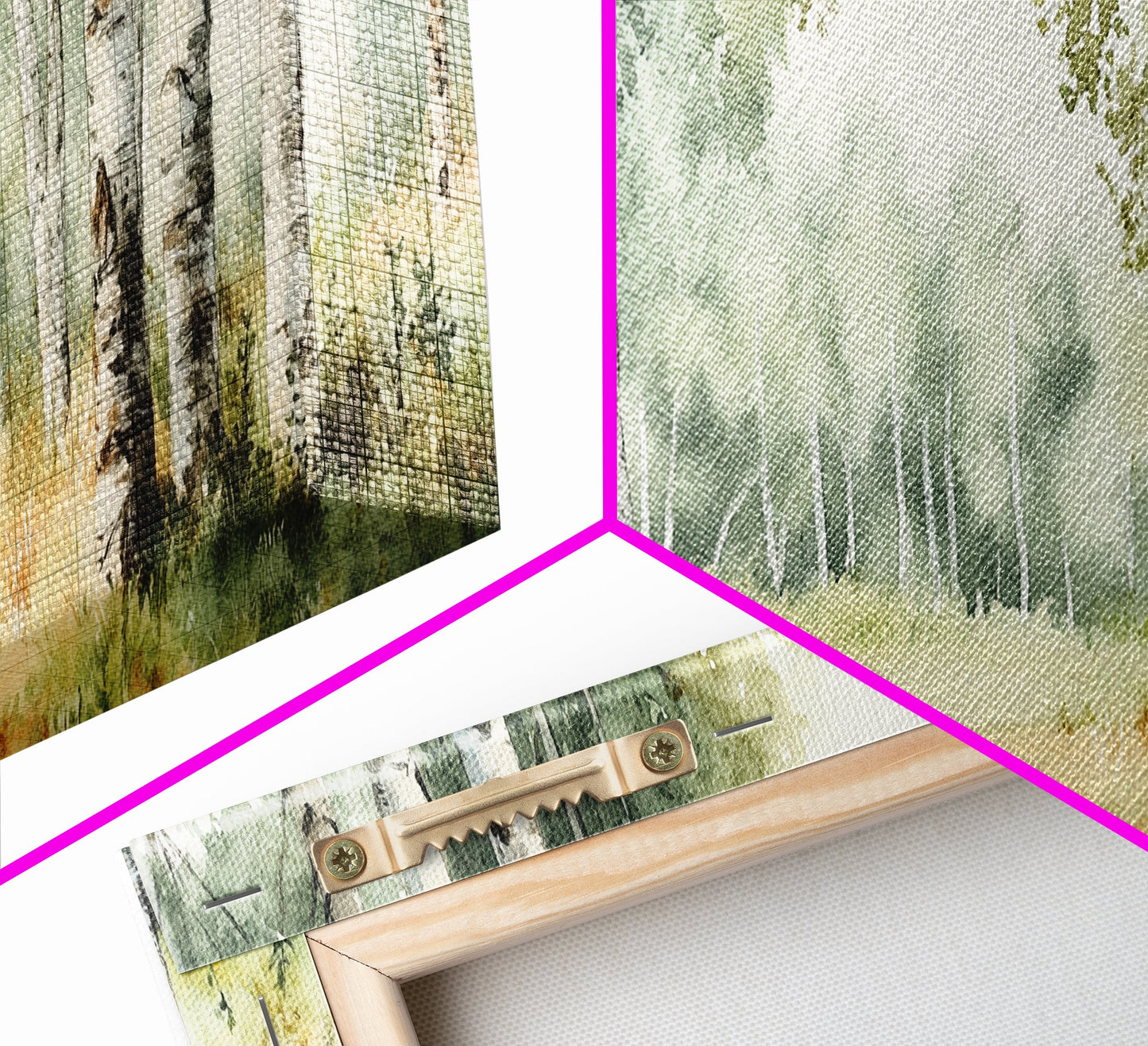 Silver Birch Trees in Spring Panoramic Canvas Print, Panoramic Painting, Aspen Trees Painting, Forest Landscape Horizontal Wall Art
