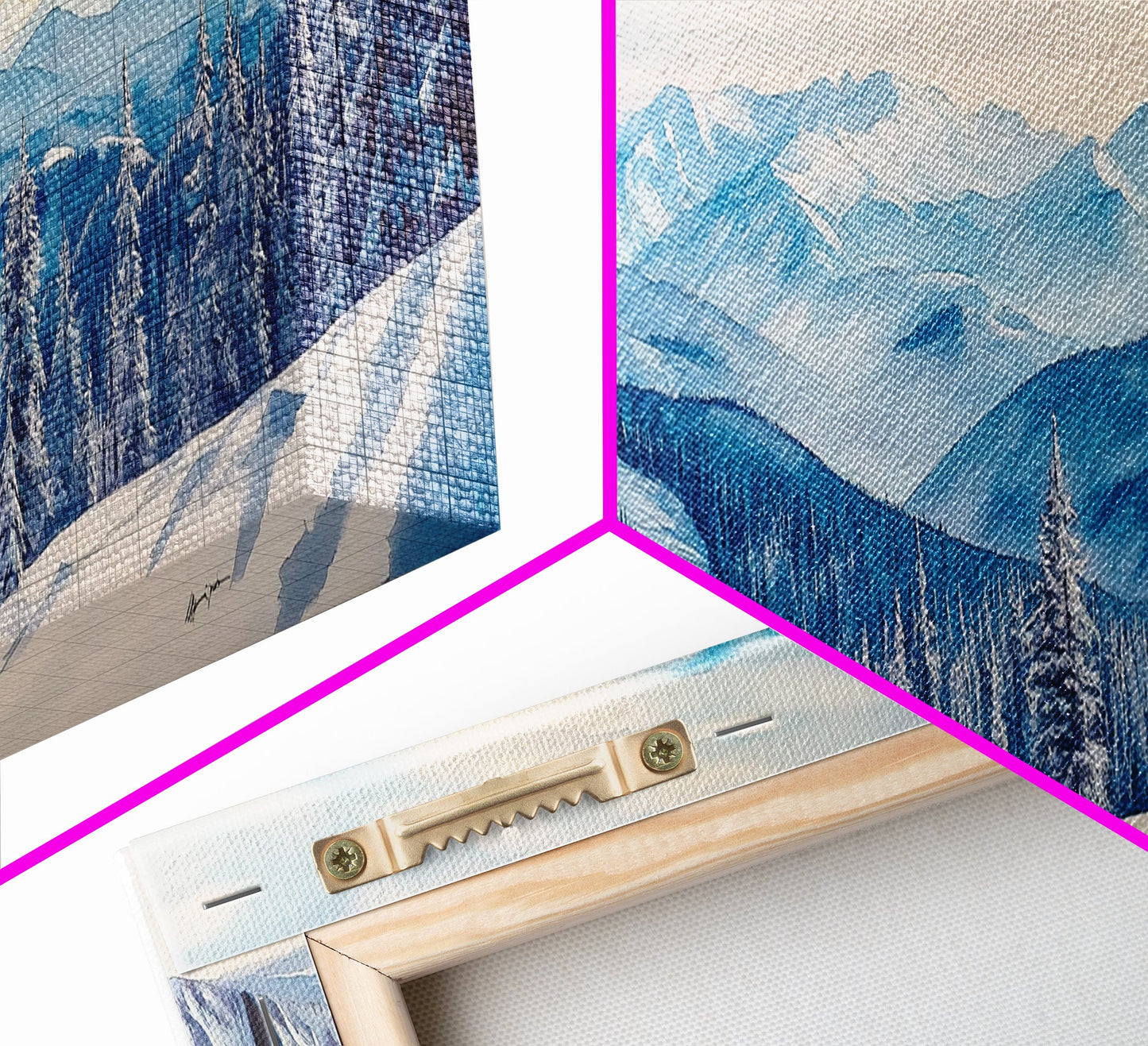 Winter Forest Landscape Painting Print, Horizontal Wall Art, Pine Tree Forest Covered in Snow, Mountain Painting, Mountain Landscape Art