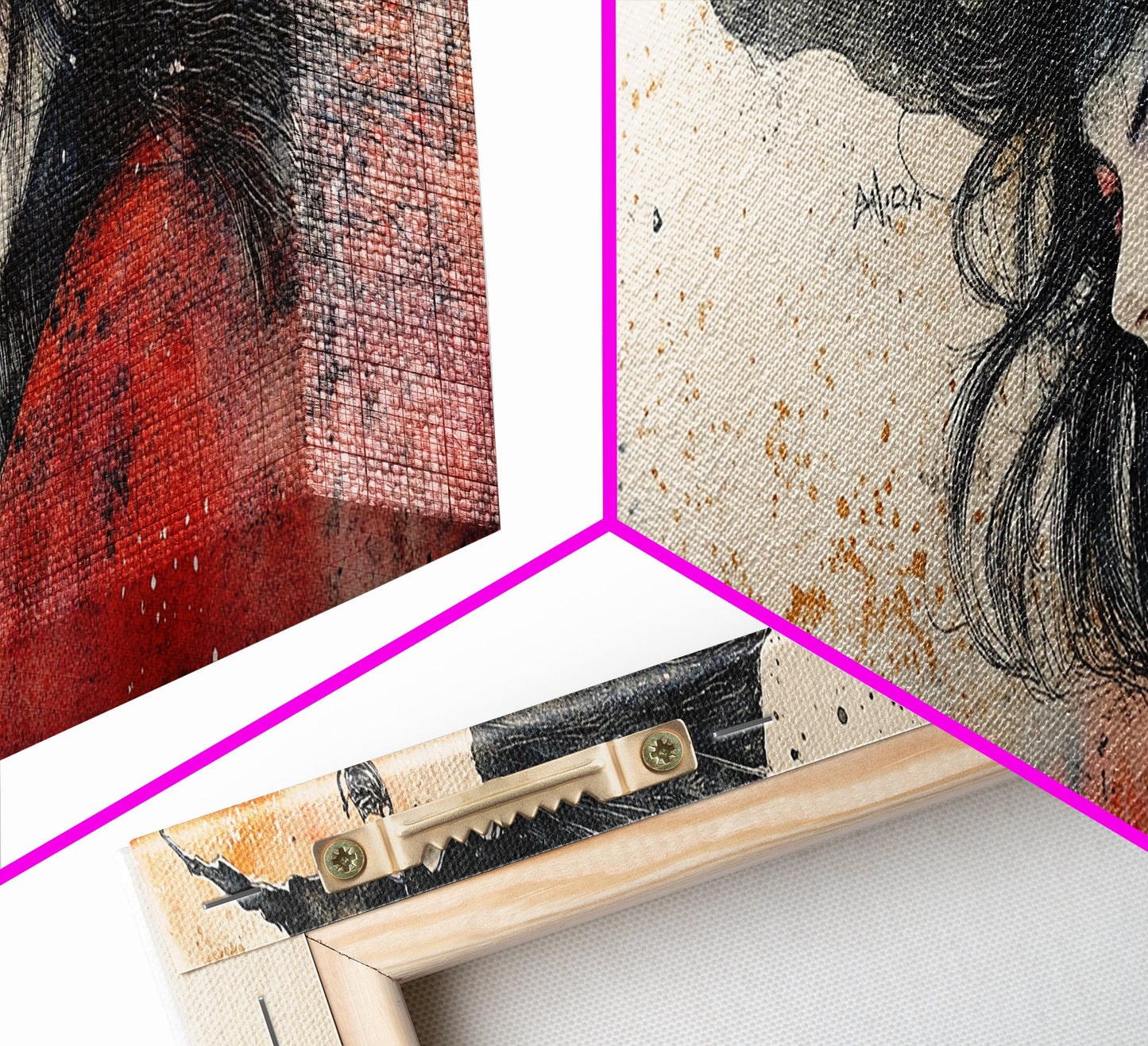 Panoramic Portrait of a Witch - Wabi Sabi Halloween Mashup - Halloween Decor - Witchy Wall Art - Witch Painting - Witch Art