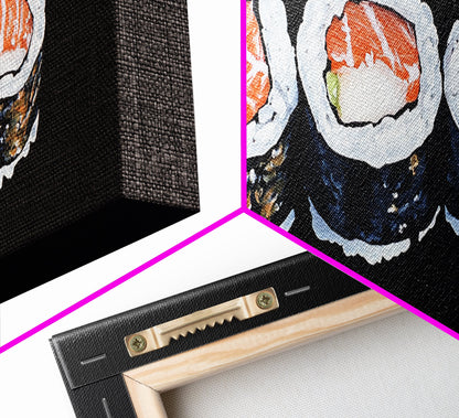 Abstract Sushi Painting Print, Food Art, Framed Canvas Print, Kitchen Decor, Minimalist Kitchen Wall Art, Kitchen Painting, Wall Art For Kitchen