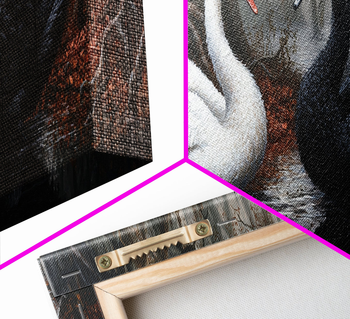 Black and White Swan Form  A Heart, Framed Canvas Print, Swan Painting, Black Swan Art, Dark Romance, Panoramic Art, Gothic Art