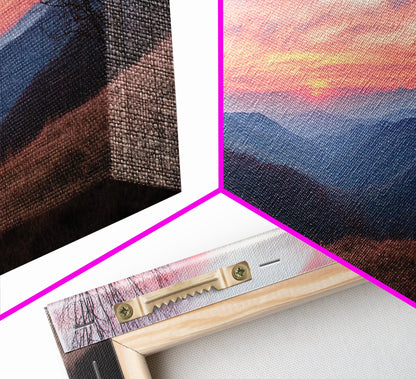 Great Smoky Mountains Panoramic Wall Art Canvas Print, Smoky Mountains Photography Style Wall Art, Landscape Painting