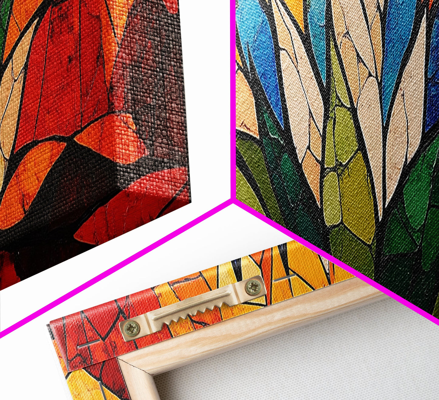 Stained Glass Style Blue Agave Wall Art Canvas Print, Mexicano Wall Art, Panoramic Southwestern Home Decor, Modern Farmhouse Rustic Art