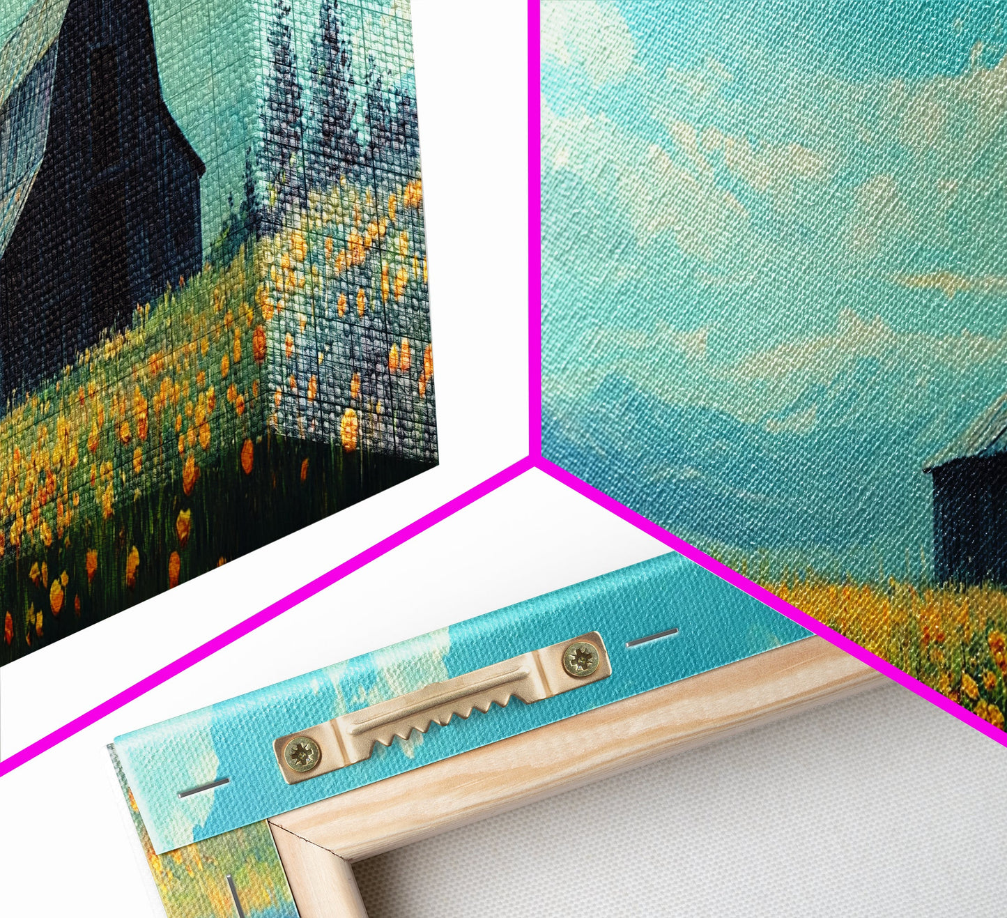 Old Barn In The Spring, Framed Canvas Print, Rustic Farmhouse Decor, Modern Farmhouse, Barn in Field of Wild Flowers, Farm House Art