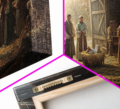 Christmas Nativity Wall Art, Framed Canvas Print, Nativity Oil Painting, Nativity Art Print, Christmas Seasonal Wall Art Living Room Decor