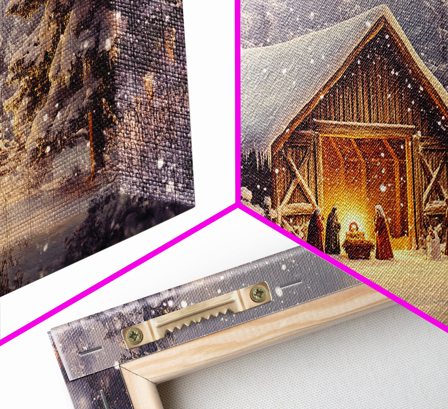 Nativity Scene Framed Canvas Print, Jesus in His Manger, Christmas Wall Art, Christmas Centerpiece Art, Nativity Oil Painting