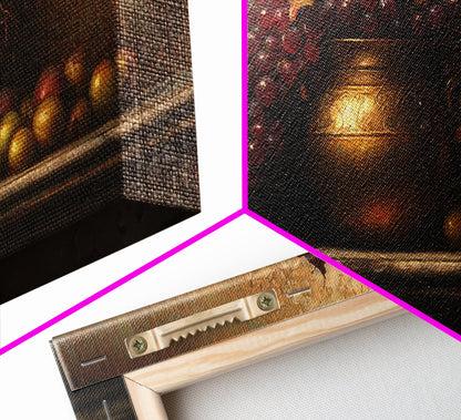 Still Life of Grapes, Framed Canvas Print, Victorian Oil Painting Print, Kitchen Wall Art, Kitchen Painting, Kitchen Home Decor