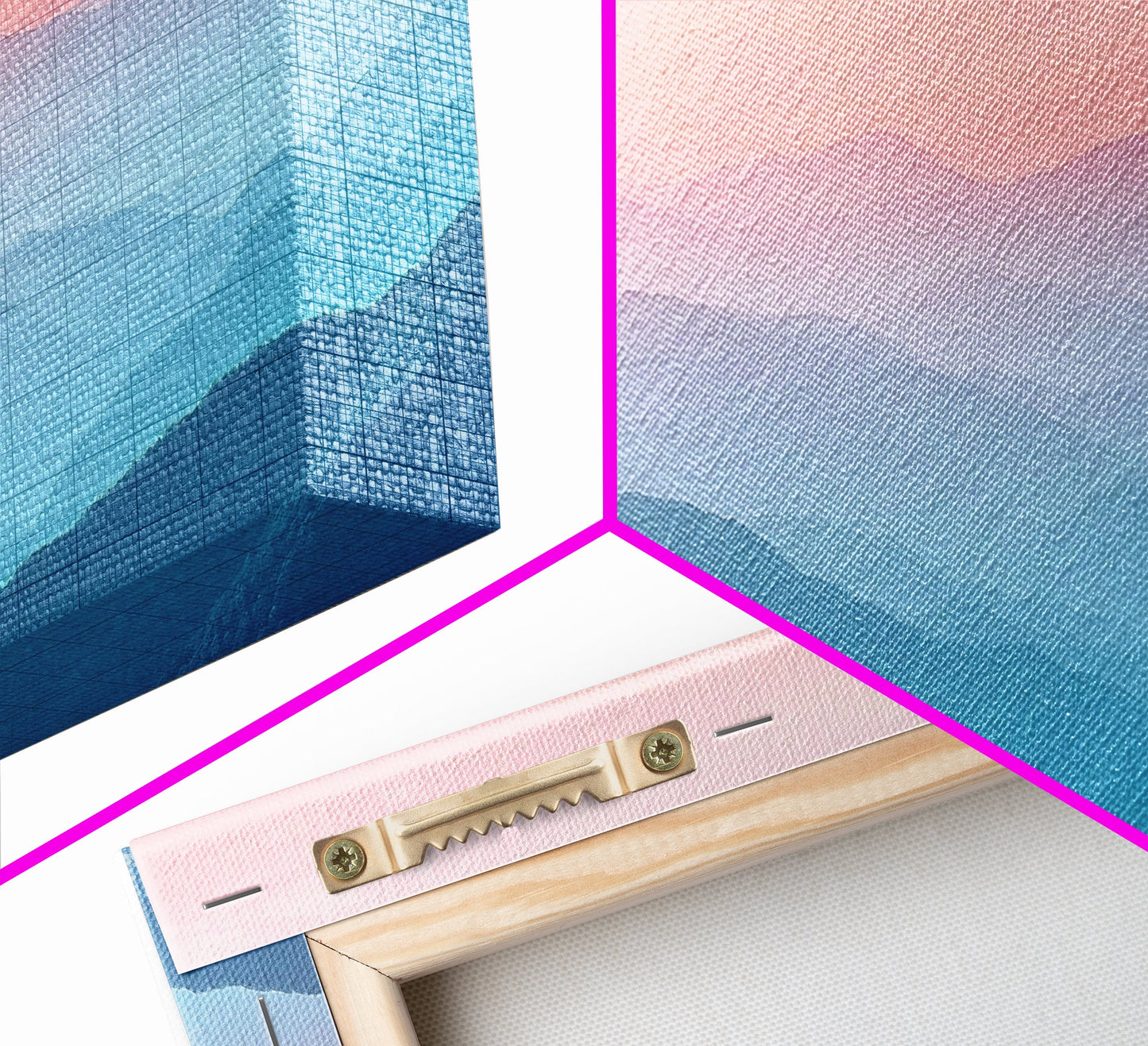 Vaporwave Landscape Painting Print of The Blue Ridge Mountains, Framed Canvas Print, Foggy Mountain Landscape Painting, Ready To Hang Art