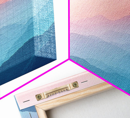 Vaporwave Landscape Painting Print of The Blue Ridge Mountains, Framed Canvas Print, Foggy Mountain Landscape Painting, Ready To Hang Art