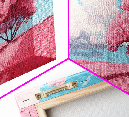 Pink Fields - Abstract Wall Art - Framed Canvas Print - Abstract Landscape Painting - Surrealist Wall Art - Above Sofa Modern Art