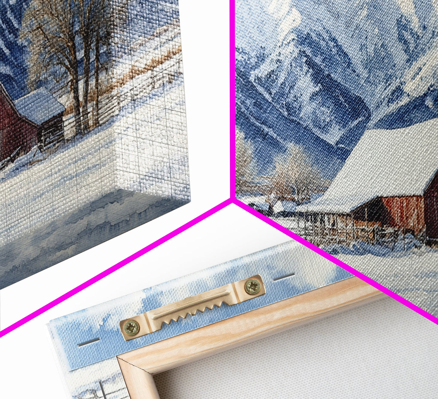 Winter Cabin Oil Painting Print - Rustic Farmhouse Decor - Modern Farmhouse - Cabin Decor - Rural America Oil Painting Print