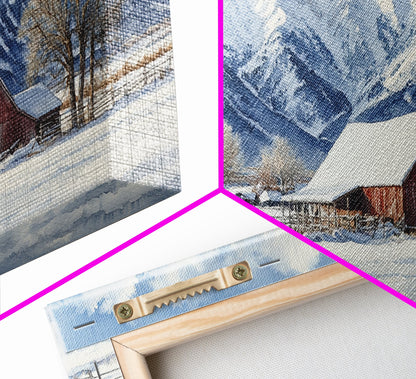 Winter Cabin Oil Painting Print - Rustic Farmhouse Decor - Modern Farmhouse - Cabin Decor - Rural America Oil Painting Print