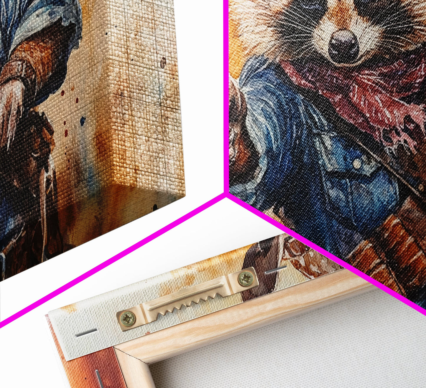 The Raccoon Cowboy - Framed Canvas Print - Raccoon Art - Trash Panda Cowboy