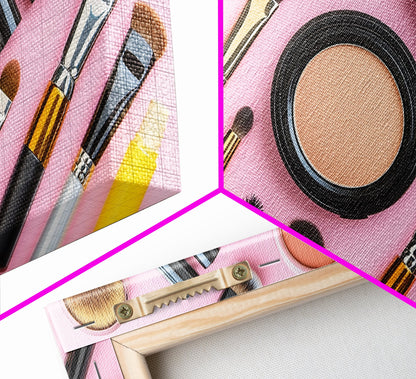 Makeup Spread Wall Art, Make Up Canvas Print, Preppy Dorm Room Wall Art, Girl's Dorm Room Wall Art, Makeup Painting