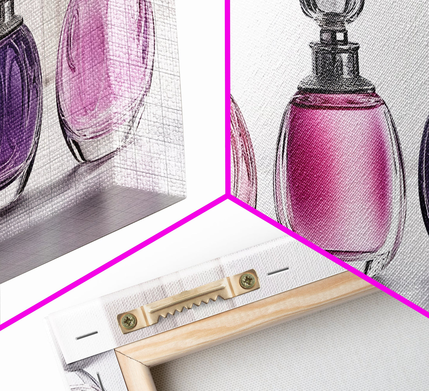 Perfume Bottles Canvas Print, Preppy Dorm Room Decor, Perfume Bottles Painting, Girl's Room Art, Gift For Her, Gift For Daughter or Mom