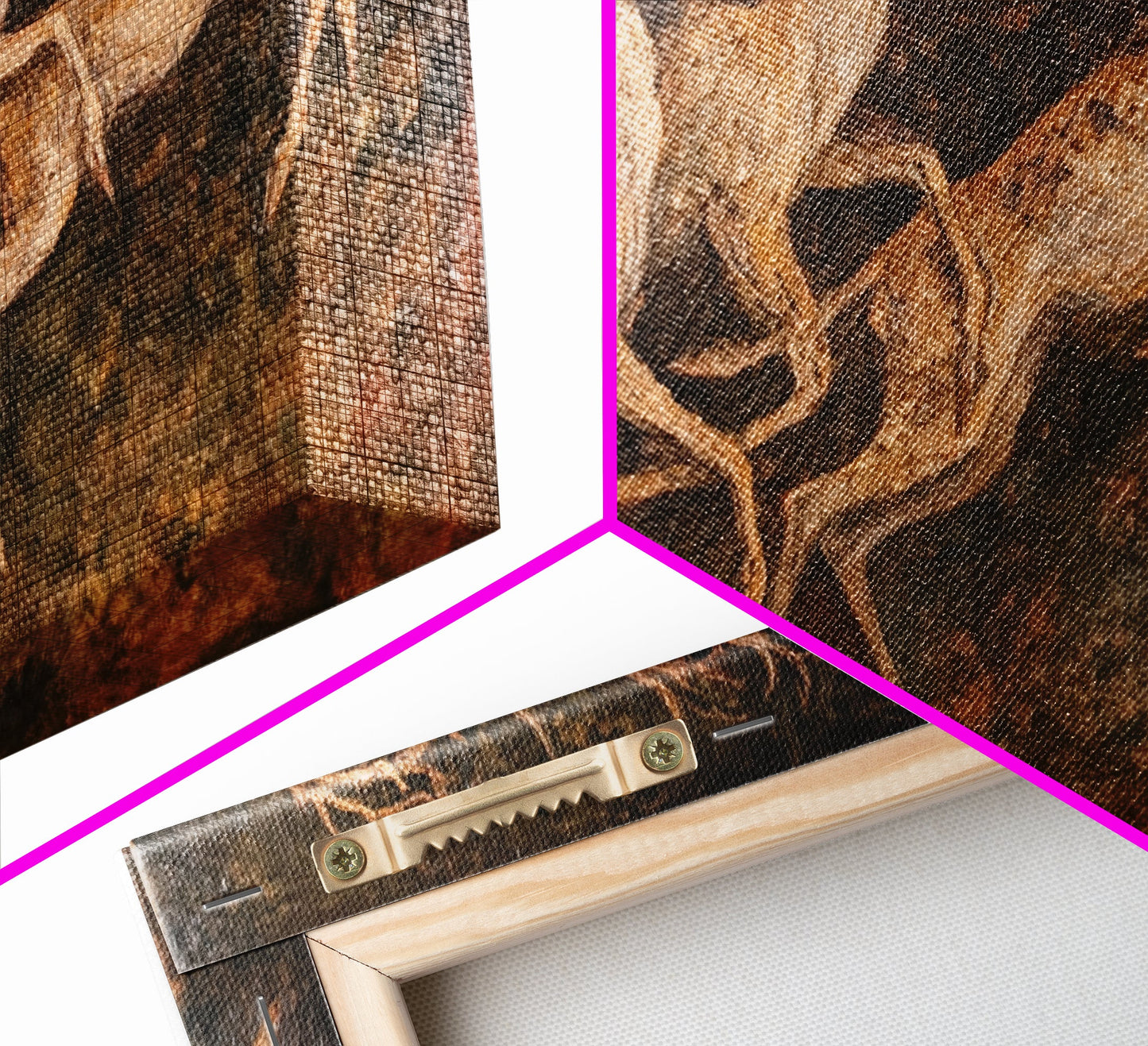 Deer In The Forest 19th Century Folk Art Style Canvas Print, Folk Art Oil Painting Print, Liminal Art, Abstract Painting Home Decor