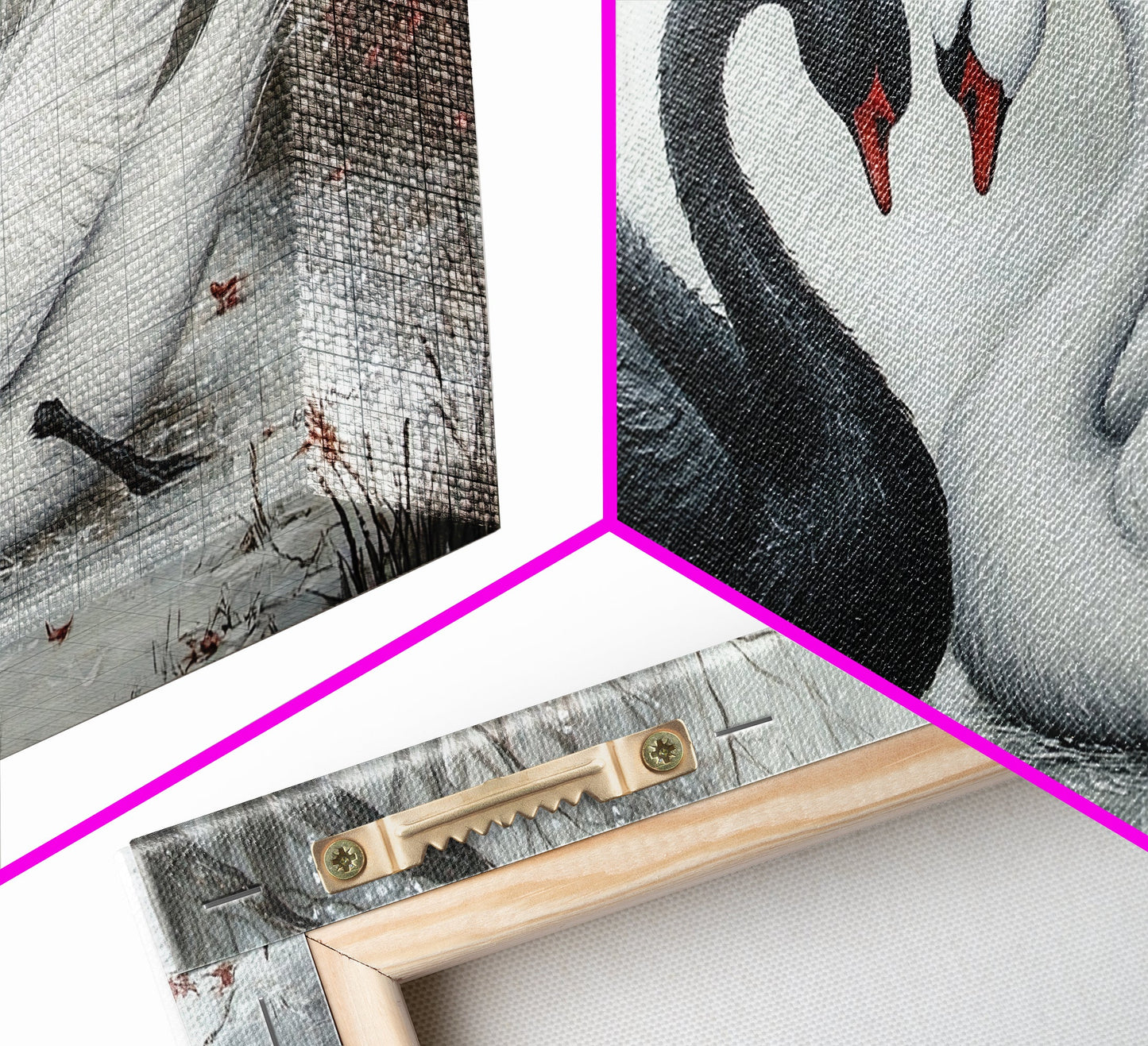 Dark Swans Forming a Heart - Framed Canvas Print - Dark Romance Wall Art - Dark Academia Art - Couple Gift Idea - Goth Art - Gothic Decor