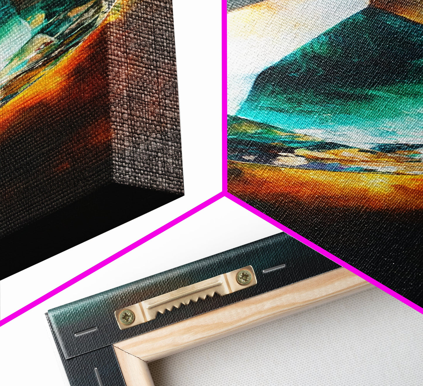 Blue Green Gemstone on Fire Canvas Print Abstract Sacred Geometry Art Moody Wall Art Unique Bedroom Decor Statement Piece