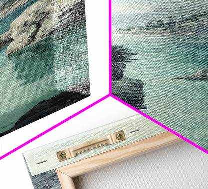 Framed Canvas Print Coastal Landscape Art Nautical Decor Tall Narrow Art Beach House Wall Art Perfect Above Couch Nautical Wall Art