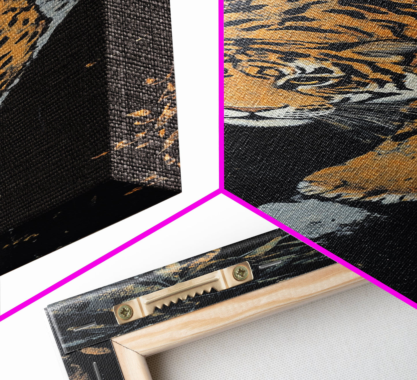 Framed Canvas Print of a Majestic Tiger Stalking Through the Jungle, Above Couch Art, Living Room Decor, African Art, Rustic Decor, Animal Art