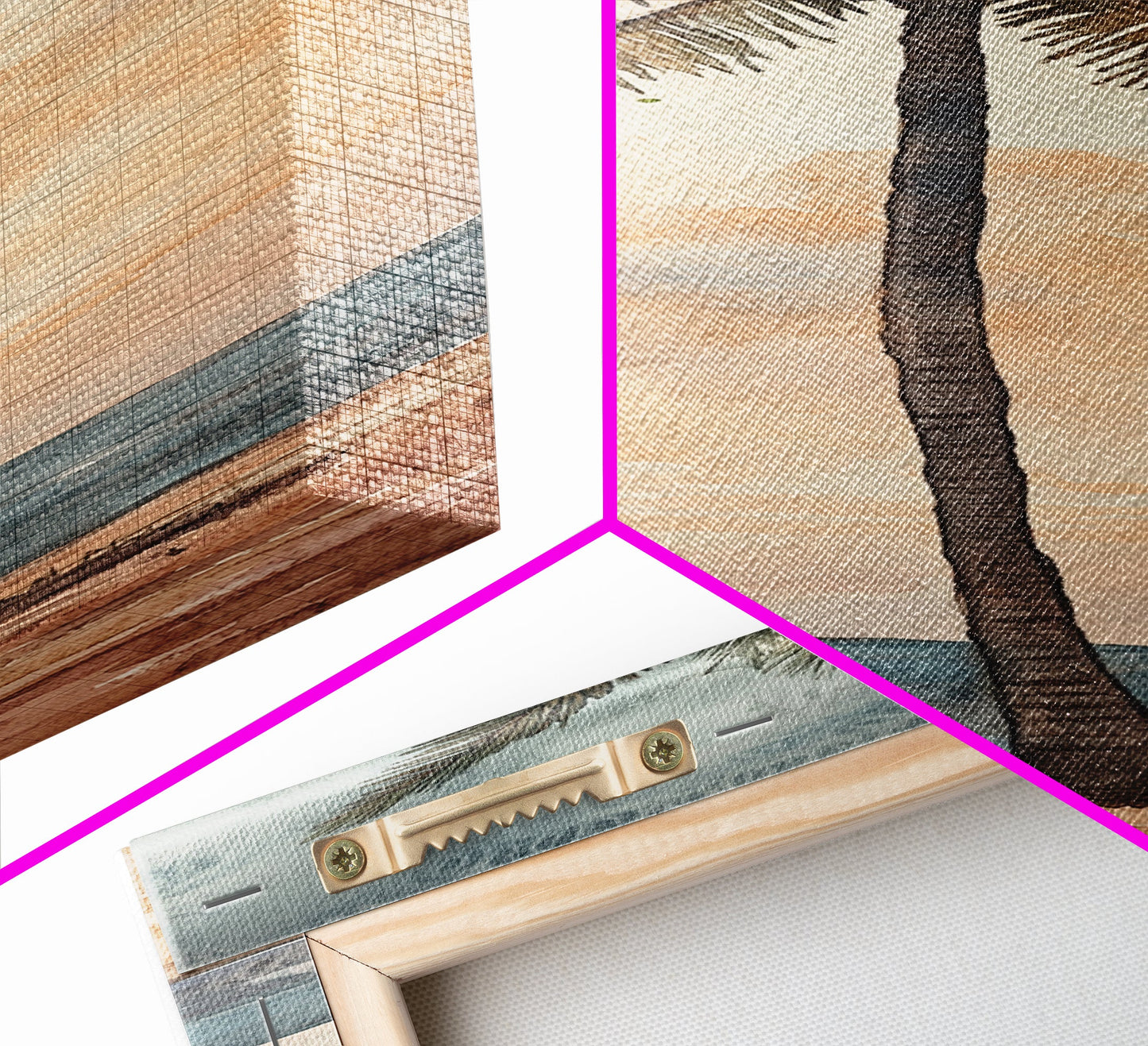 Framed Canvas Print Coastal Palm Tree Art, Sunset Beach Scene, Tropical Coastal Wall Art, Nautical Decor, Skinny Wall Art Gift Idea