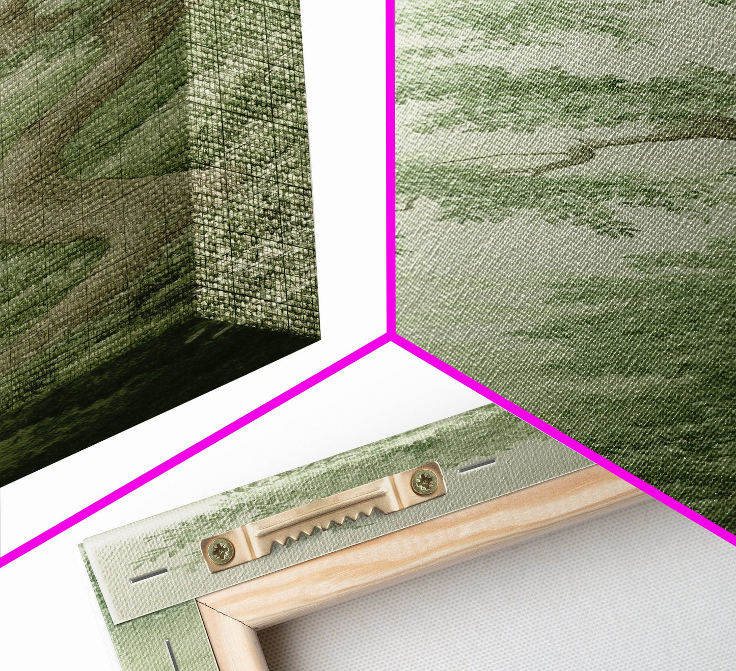 Misty Green Botanical Scene - Framed Canvas Print Showcasing Wabi Sabi Art Style with Tranquil Tree Landscape