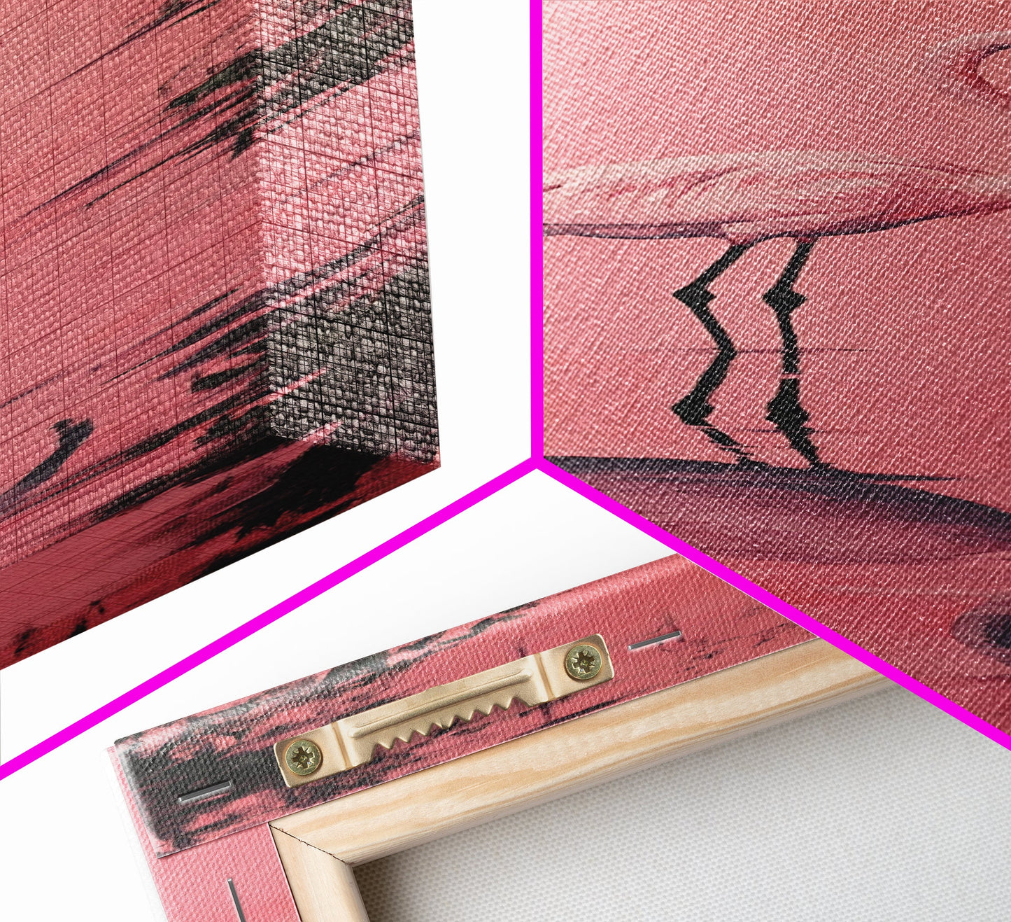 Reflections of a Pink Flamingo, Framed Canvas Print, Vaporwave Wall Art, Coastal Decor, Living Room Accent Piece, Pink Flamingo Art