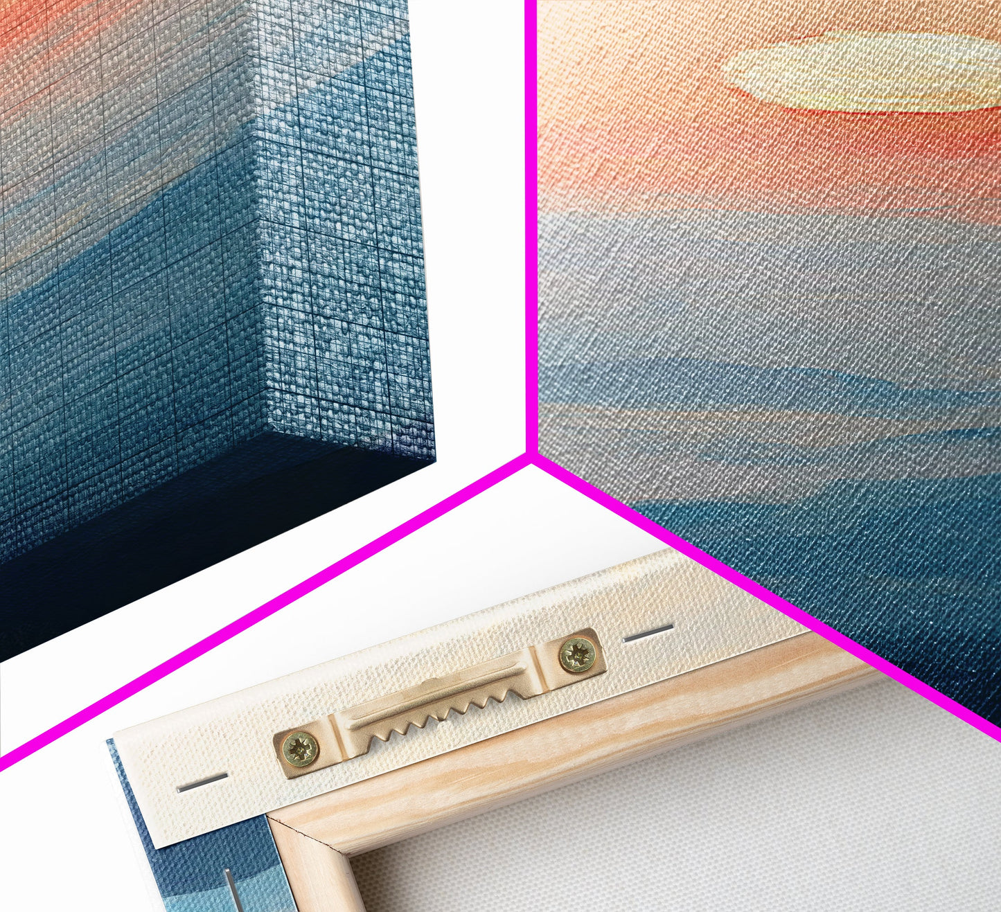 Wabi Sabi Sunset Oil Painting Print, Framed Canvas, Coastal Decor, Sunrise Over The Mountains, Boho Style Wall Art, Tall Narrow Wall Art