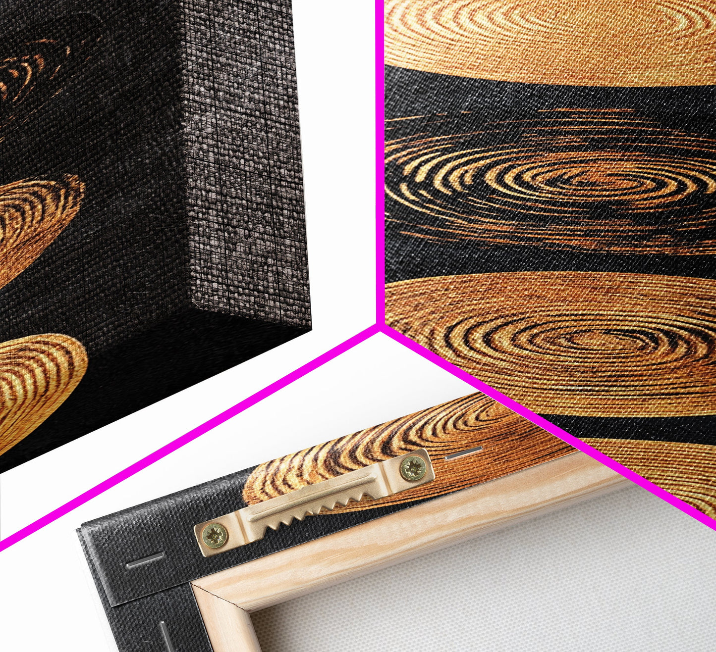 Canvas Print of Gold and Black Sacred Geometry Art, Moroccan Wall Art, Mosaic Style Decor, Tall Narrow Art, Skinny Wall Art, Living Room Art