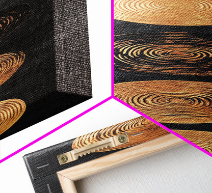 Canvas Print of Gold and Black Sacred Geometry Art, Moroccan Wall Art, Mosaic Style Decor, Tall Narrow Art, Skinny Wall Art, Living Room Art