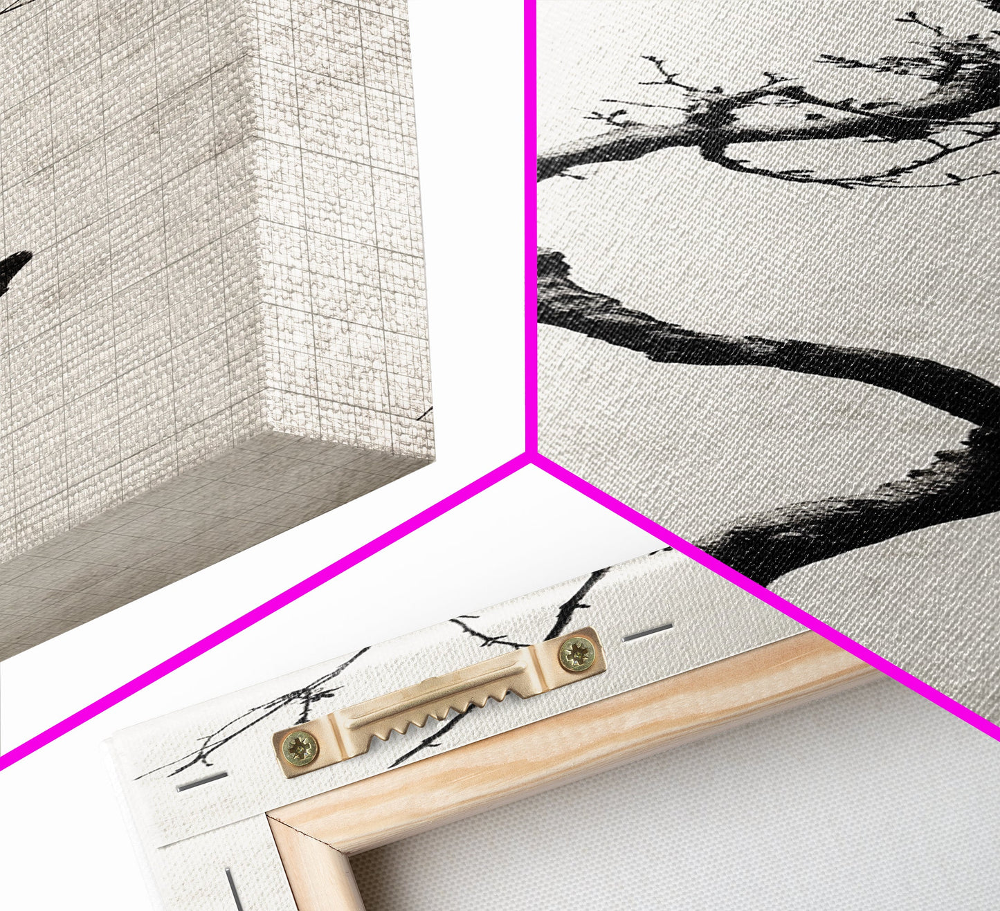 Framed Canvas Print of Minimalist Birch Tree Art in Black and White, Wabi Sabi Art, Rustic Wall Art, Above Bed Wall Art, Tall Skinny Art, Japanese Aesthetic