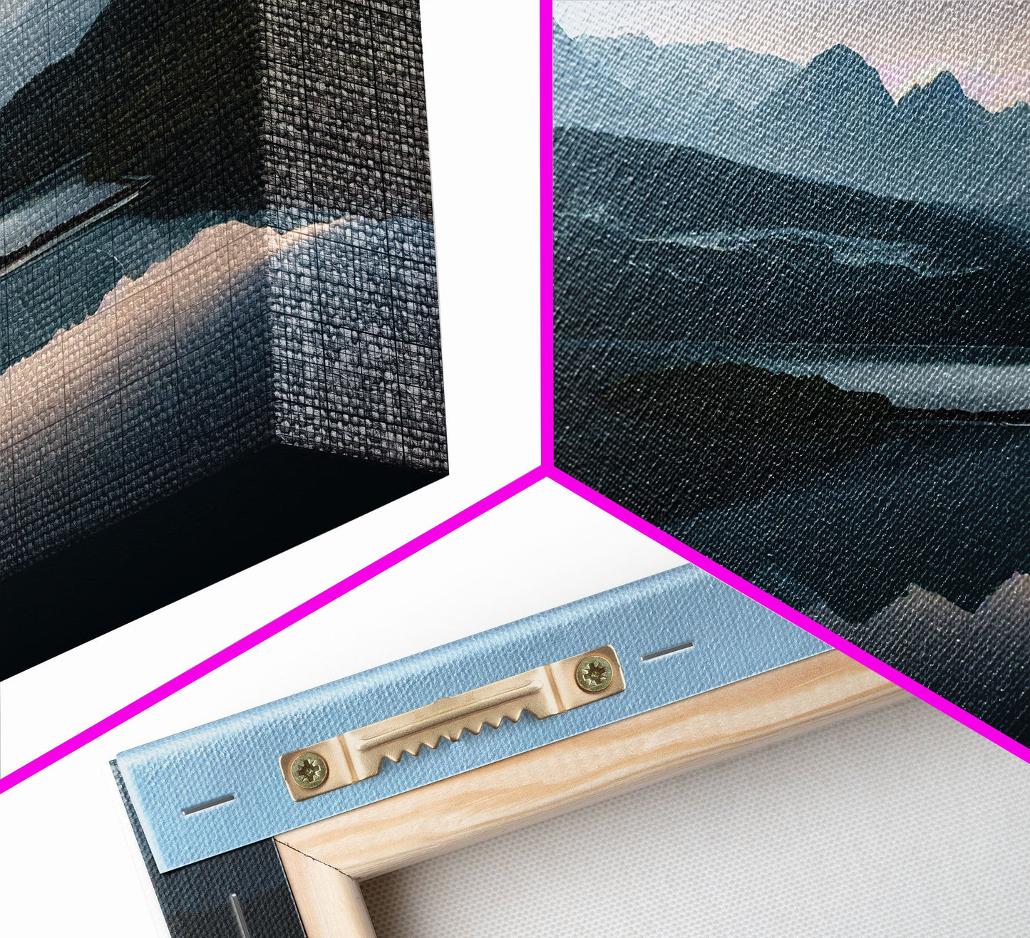 Calm Reflection Of A Lake and Mountains, ready to hang canvas print wall art, Lakehouse Cabin Wall Decor