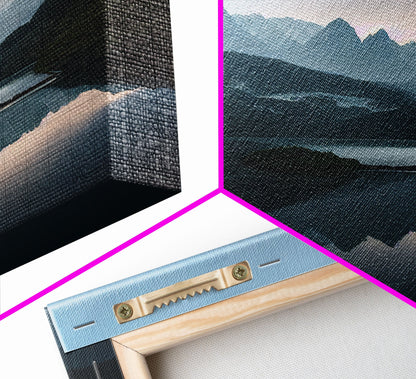 Calm Reflection Of A Lake and Mountains, ready to hang canvas print wall art, Lakehouse Cabin Wall Decor