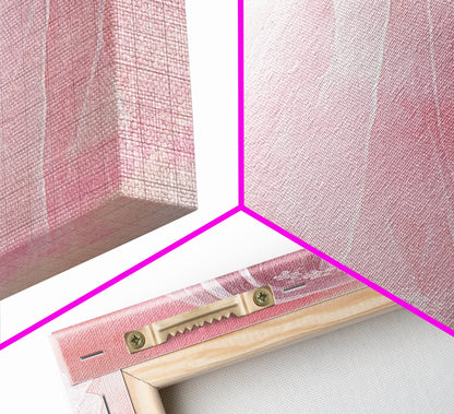 Delicate Bridal Veil Framed Canvas Print Feminine Pink Wall Art Wabi Sabi Minimalist Romantic Bedroom Artwork Unique Wedding Gift Idea