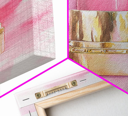 Pink Lipstick Canvas Print Feminine Pink Abstract Art Light Pink Wall Art Whimsical Art Rustic Decor Vertical Gift Idea Above Sofa