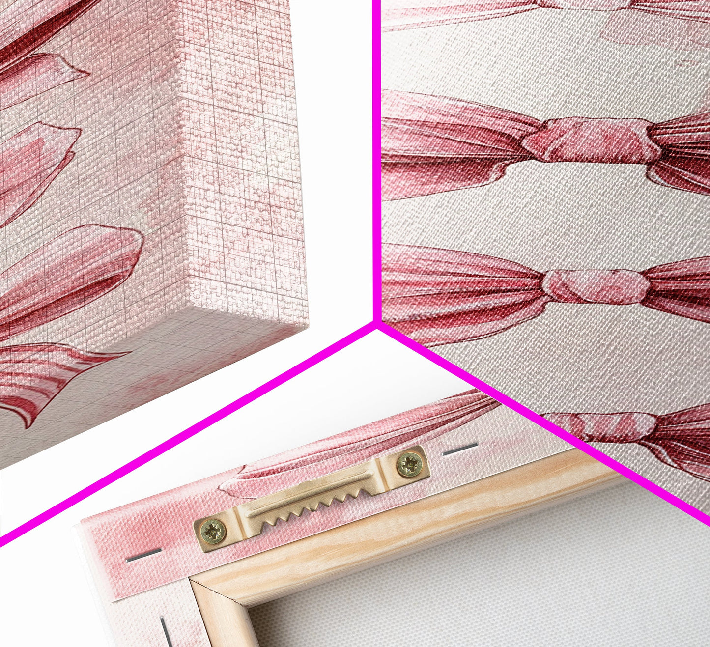 Bow Illustration Canvas Print Pink Whimsical Art Light Abstract Wall Art Vertical Art Feminine Gift Idea Bedroom Rustic Dorm Decor